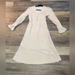 Amy Enjoy Life Elegant Cream Long Sleeve Vintage Style Dress Size Small